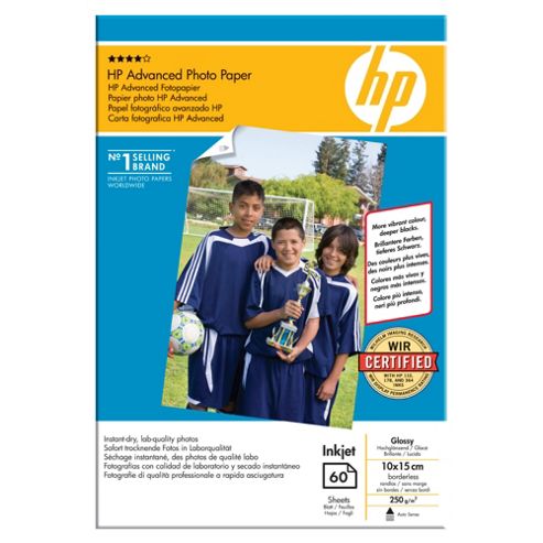 Image of Hp 10 X 15 Cm Advanced Glossy Borderless Photo Paper - 60 Sheets