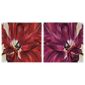 Pack Of 2 Plum & Red Flowers Canvas30X30Cm