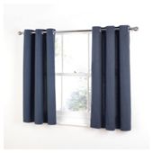 Tesco Plain Canvas Unlined Eyelet Curtains W117xL183cm (46x72"), Petrol Blue