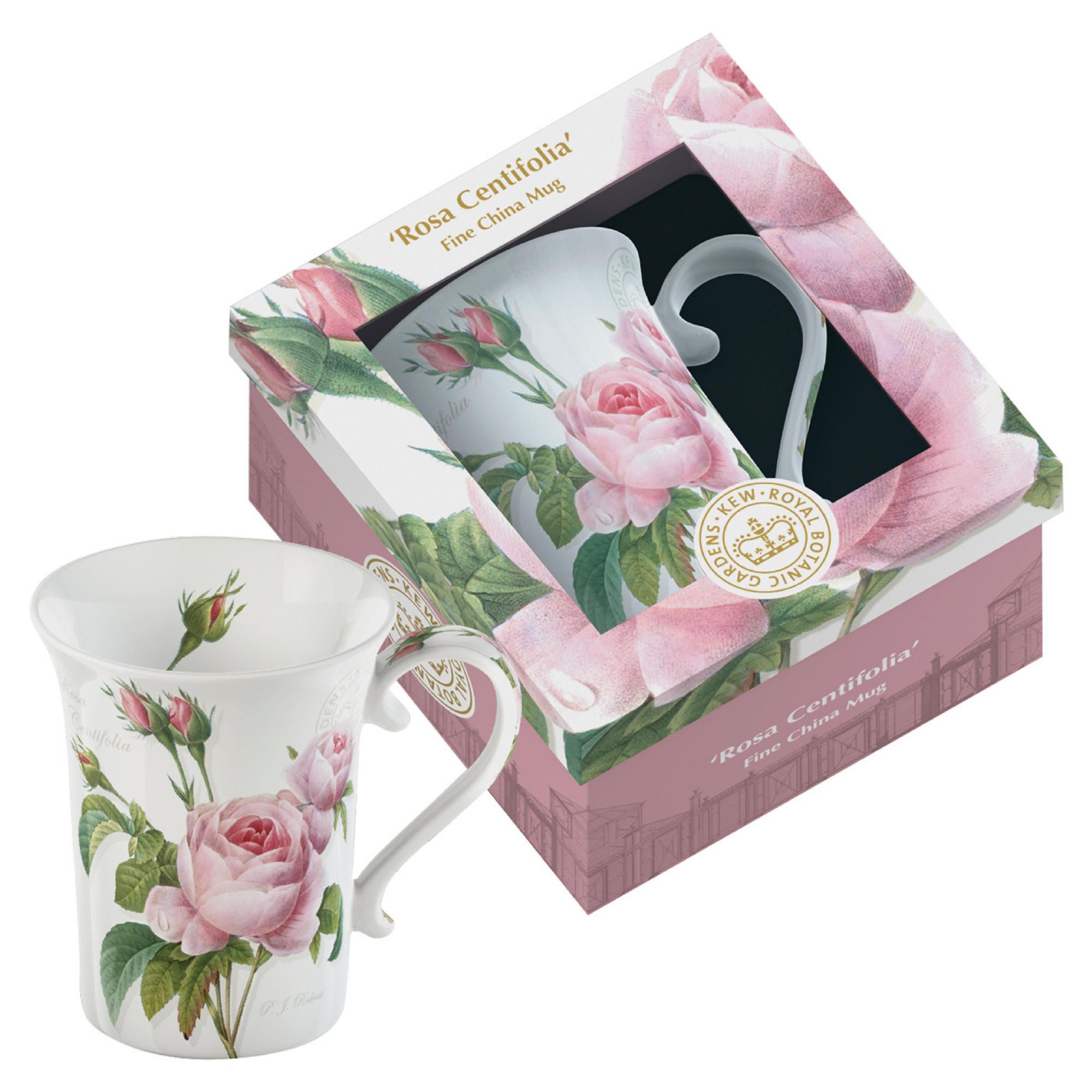 Kew Gardens Fine Bone China Mugs Gift Boxed - Rosa Centifloria