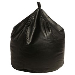 Large Faux Leather Beanbag, Black