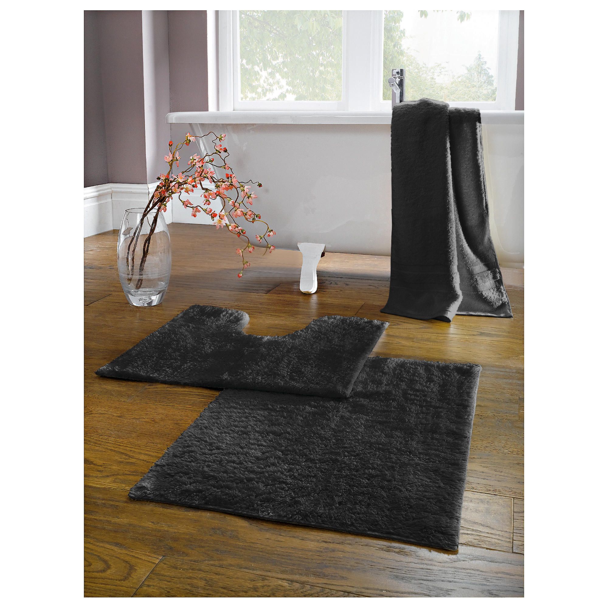 Tesco Pedestal and Bath Mat Set Black