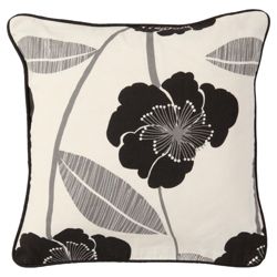 Tesco Set of 2 Printed Poppy Cushion Covers, Black