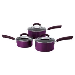 This Morning by Prestige 3 piece Non-stick Saucepan Set, Purple