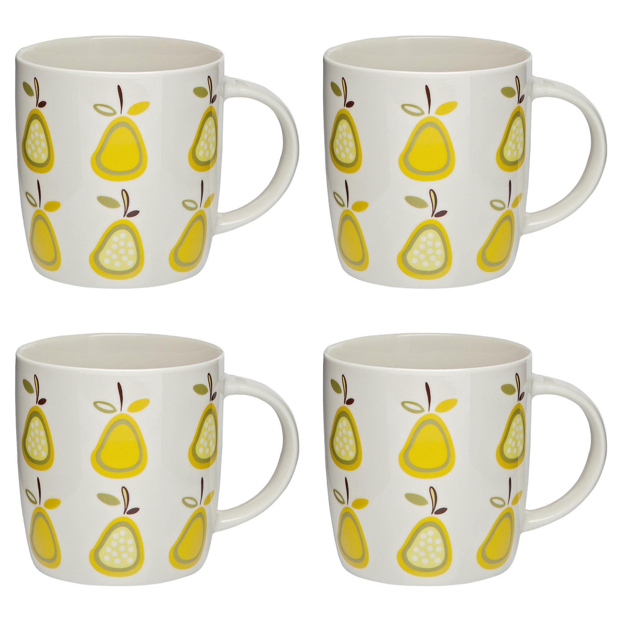 Tesco Retro Fruit Design Mug Pear, 4 Pack 