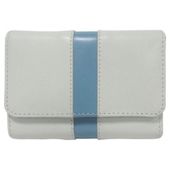 Technika Leather Camera Case, White with Blue Stripe
