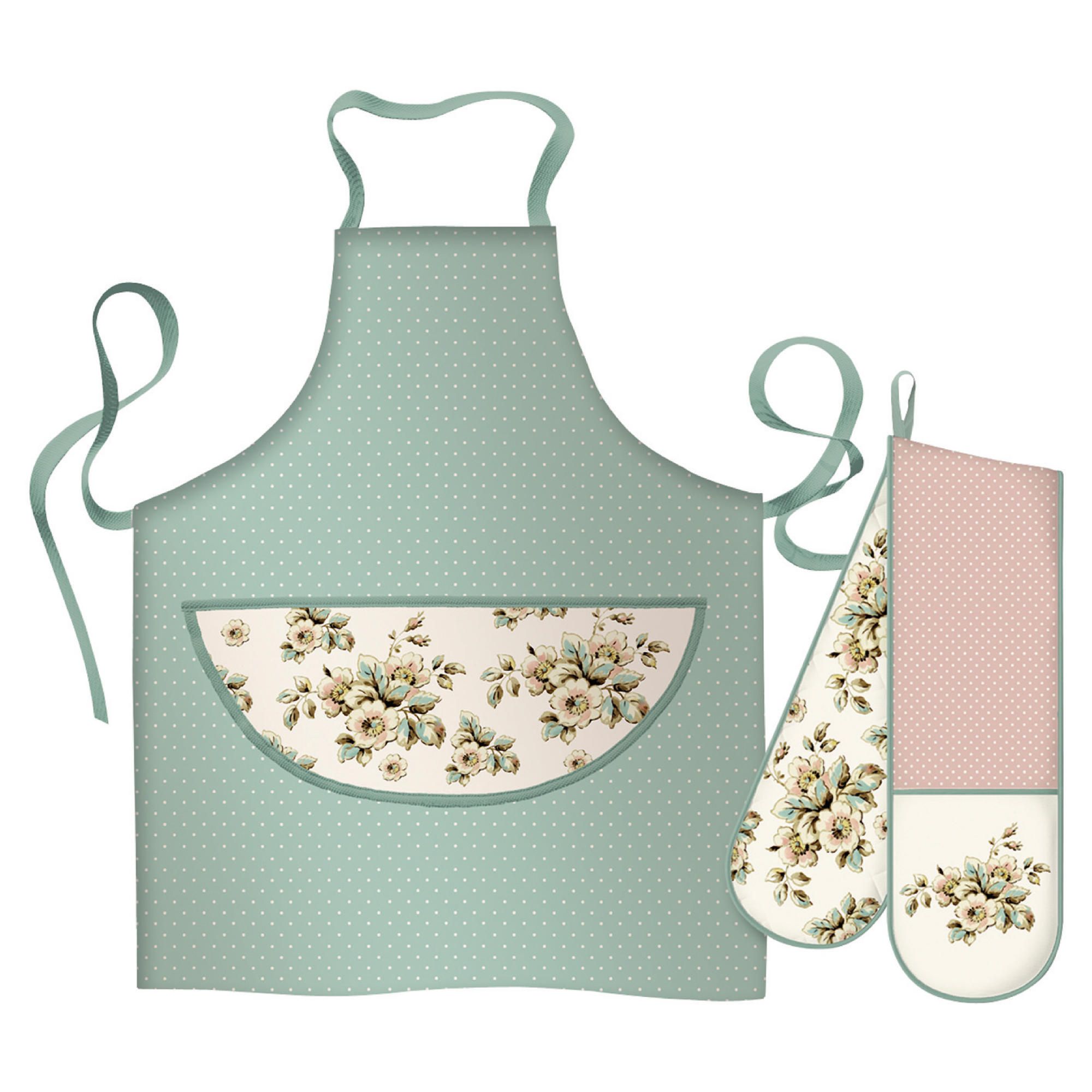 Katie Alice Kitchen Textiles Set 2 (Double Oven Glove And Apron)
