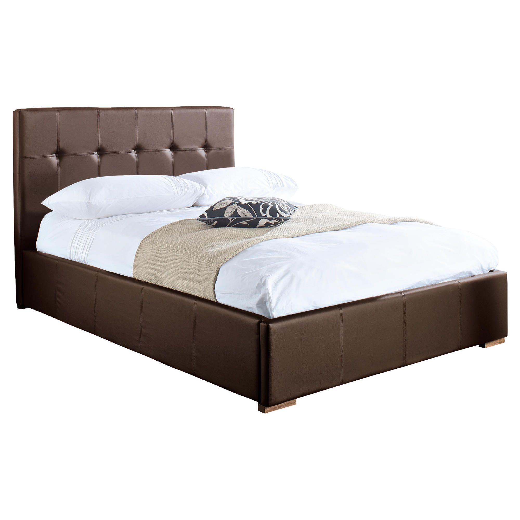 Orleans Double Storage Bed, Brown Faux Leather at Tescos Direct