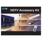 Vivanco HDTV Starter Kit – Contains Gold-plated HDMI cable, 6 Socket Surge protector and Flat Screen Cleaner