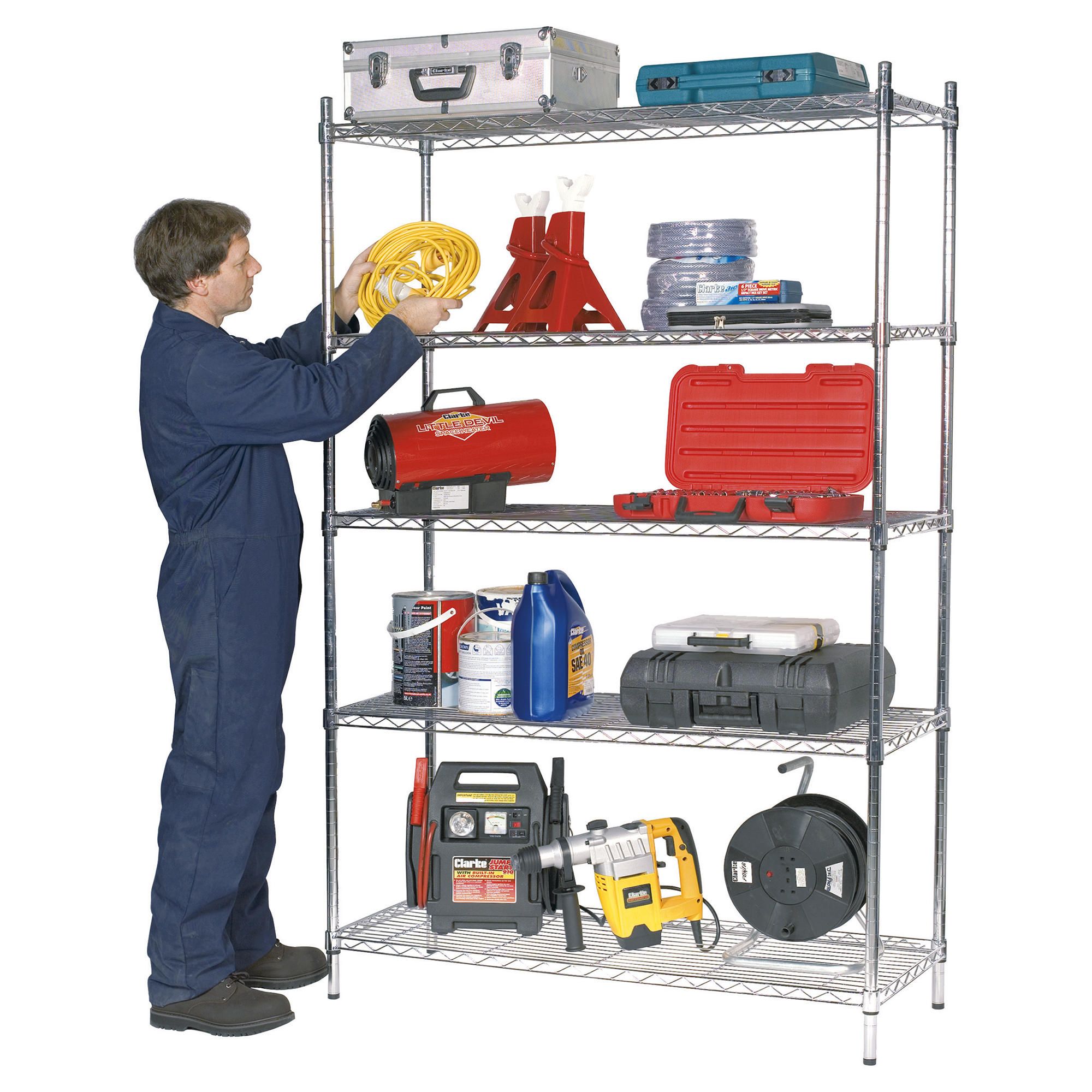Clarke CS5000C 5 shelf boltless wire shelving