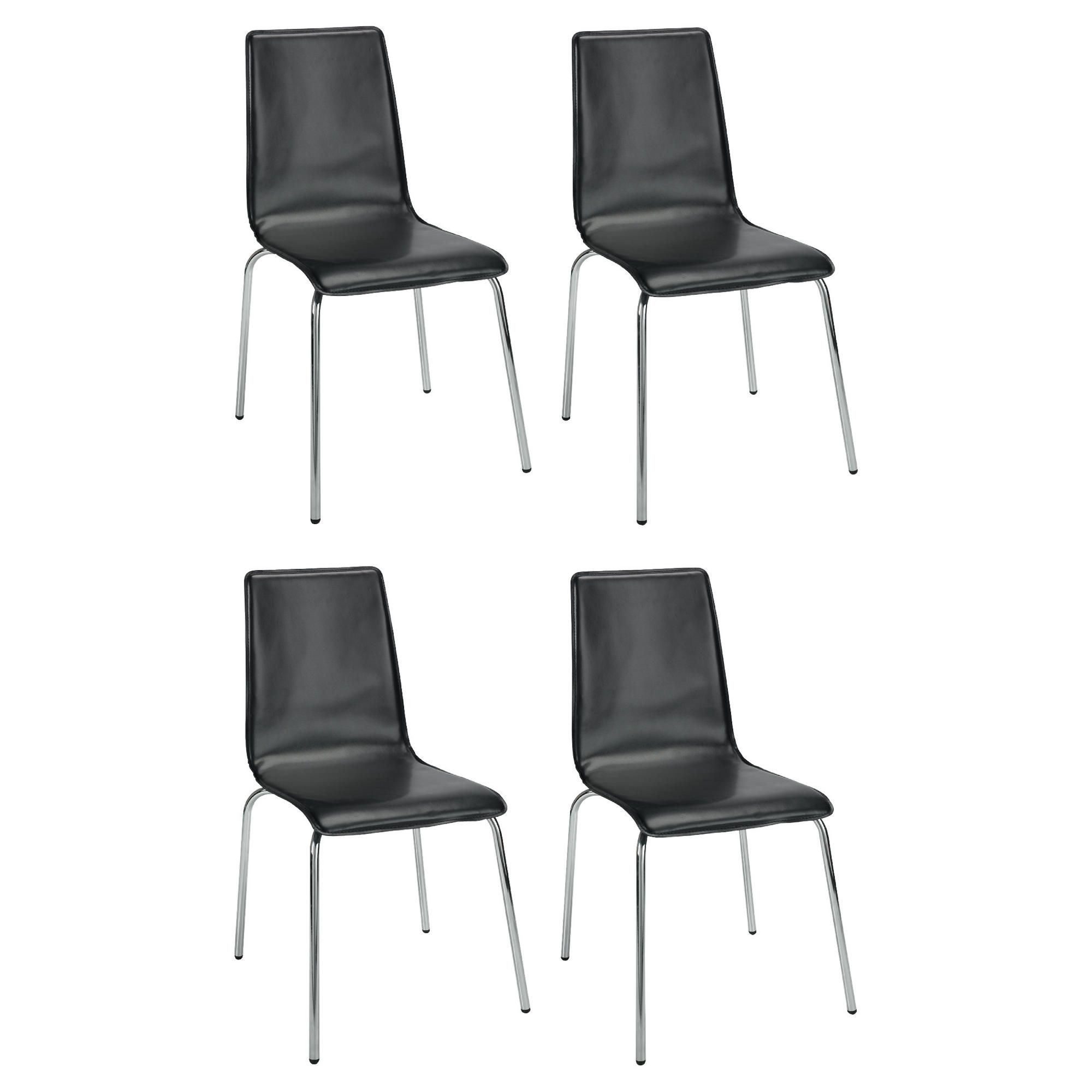 Geometric Set of 4 Chairs, Black
