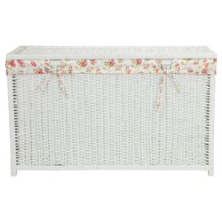 White Wicker Trunk With Floral Lining