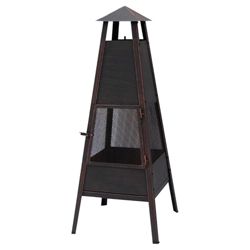 La Hacienda Contemporary Tall Steel Mesh Outdoor Fireplace