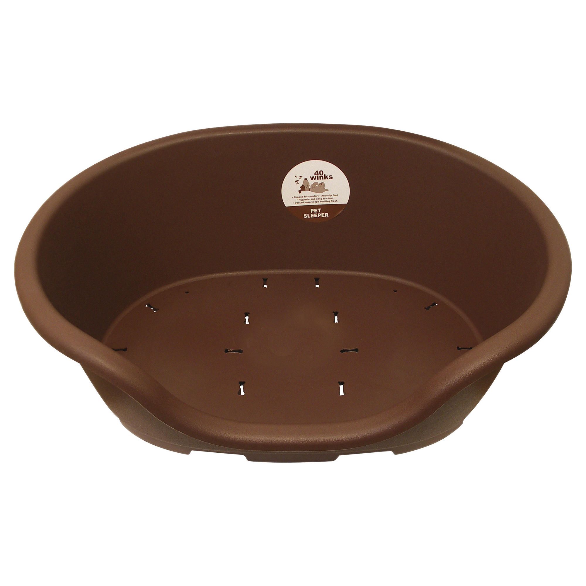 Plastic dog bed small chocolate brown