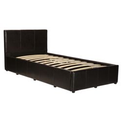 Eden Single Faux Leather Ottoman Bed Frame, Brown