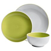 Tesco Two Tone 12 piece, 4 person Dinner Set, Lime