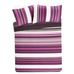 Tesco Kieran Stripe Print Duvet -Plum