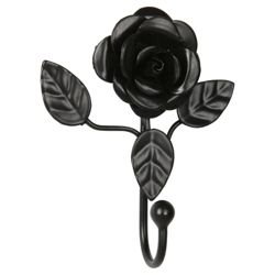 Metal Rose Hooks Small Pack of 2 - Black
