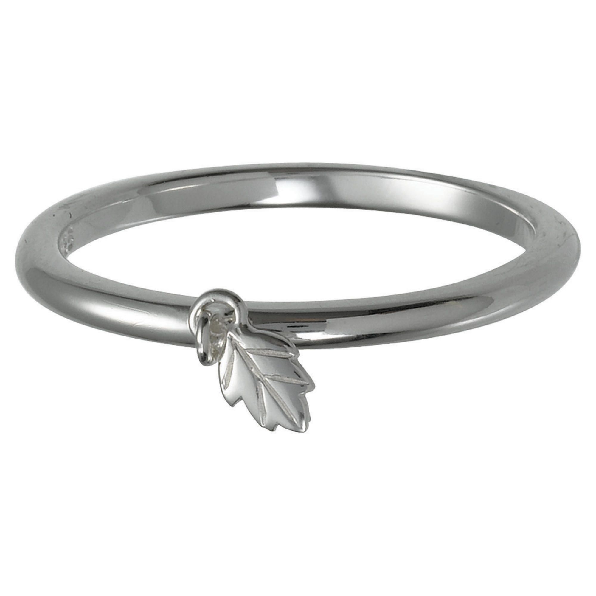 Sterling Silver Feather Drop Stacking Ring, Large Sterling Silver Feather Drop Stacking Ring, Large