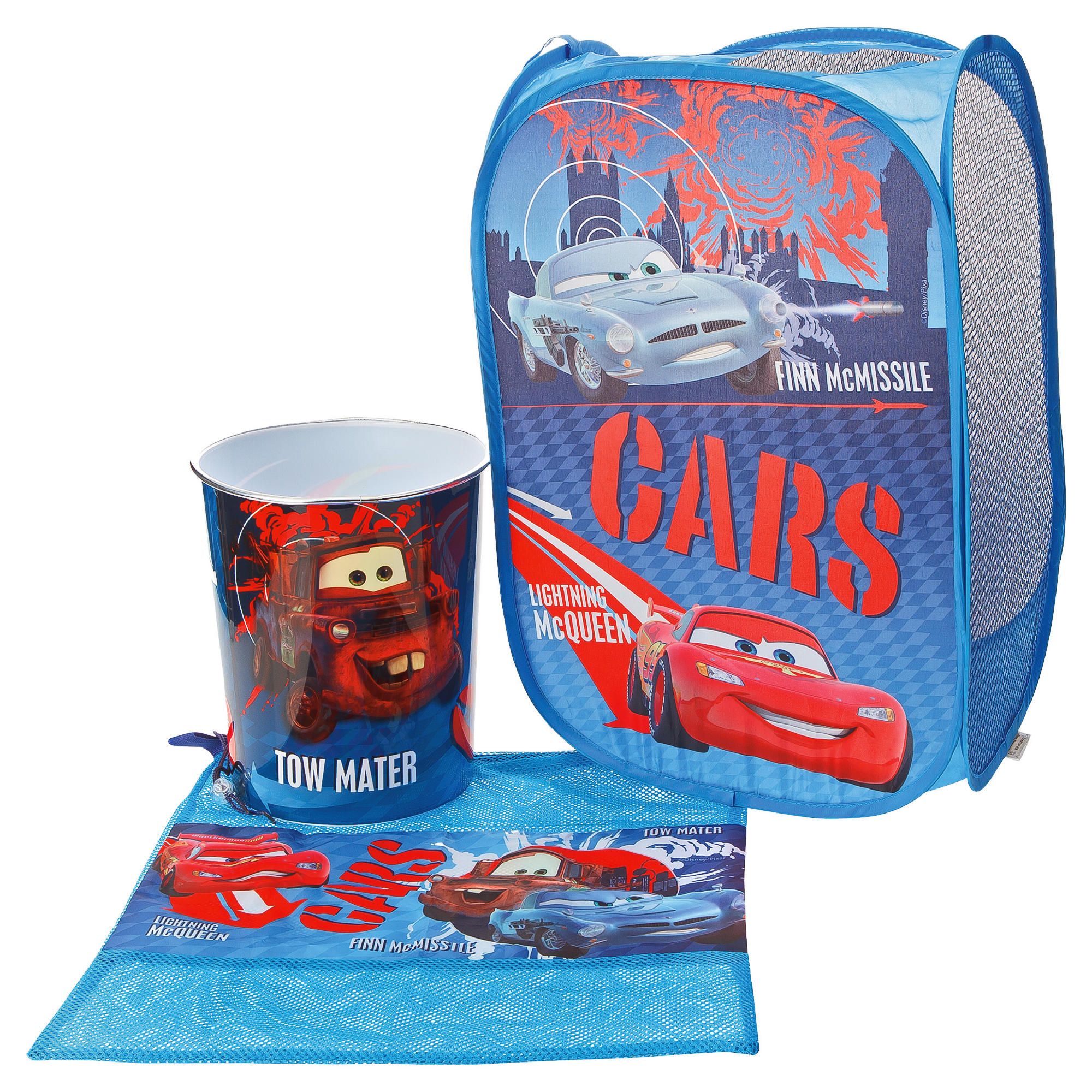 Disney Pixar Cars Storage Set: Pop Up Tidy, Drawstring Bag & Plastic Bin 