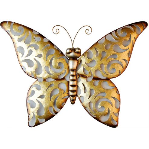 Image of Novus Imports Champagne Butterfly Metal Wall Art