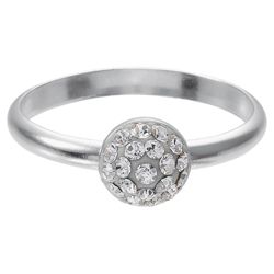 Sterling Silver Clear Crystal Set Stacking Ring, Small