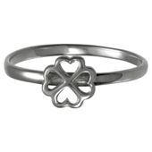Sterling Silver 4 Leaf Clover Stacking Ring, Medium