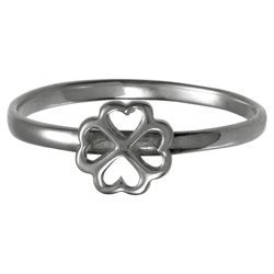 Sterling Silver 4 Leaf Clover Stacking Ring, Medium