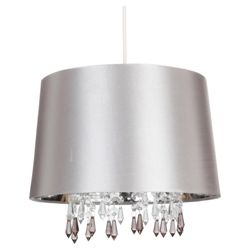 Tesco Lighting Arabella Satin Shade Metallic Liner And Drops Silver
