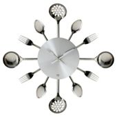 Present Time Wall Clock Silver Ware Utensils Steel Small