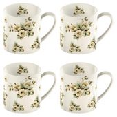 Katie Alice Set of 4 Cream Flowers Can Mugs