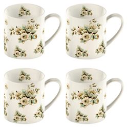 Katie Alice Set of 4 Cream Flowers Can Mugs