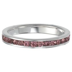 Sterling Silver Full Pink Crystal Stacking Ring, Medium