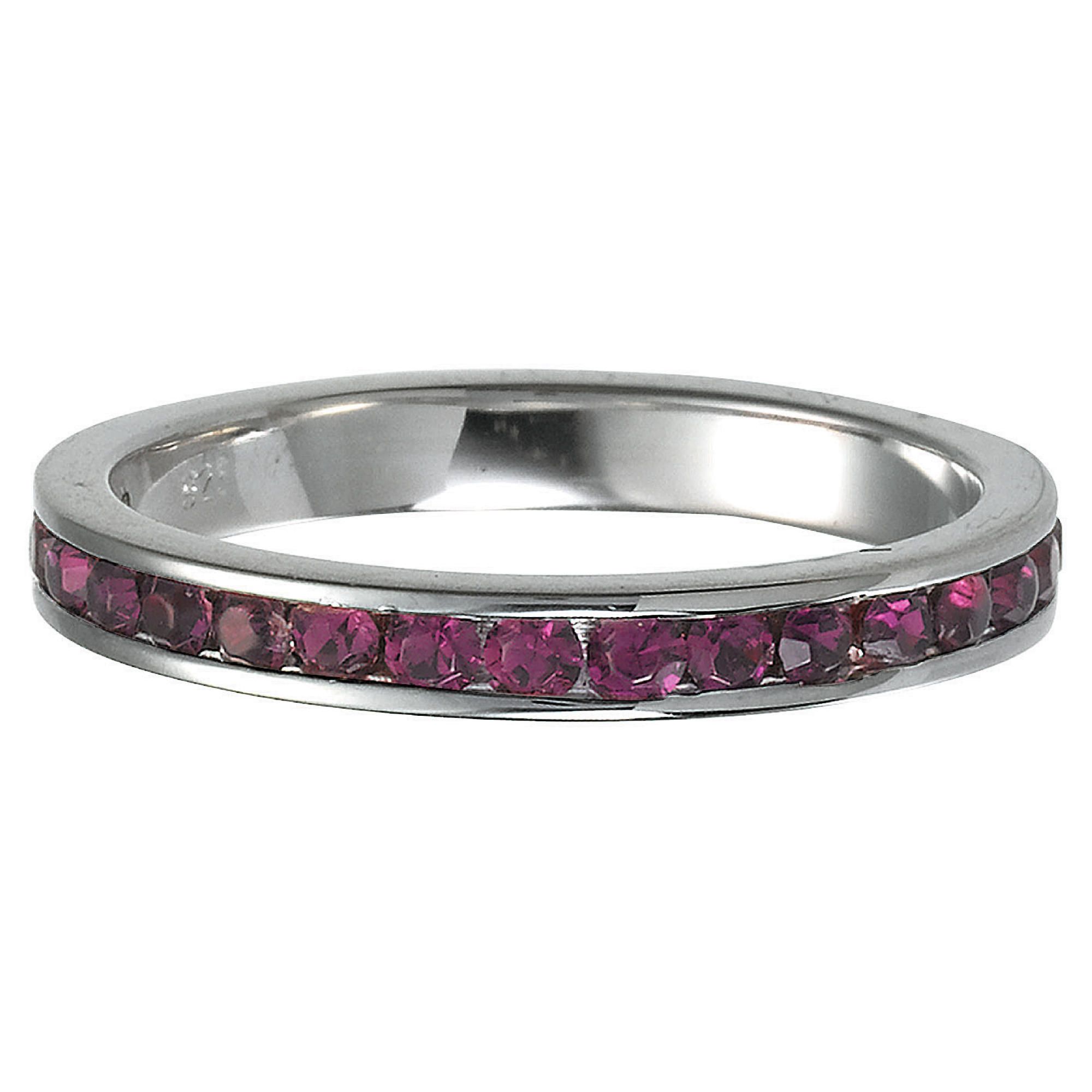 Sterling Silver Full Purple Crystal Stacking Ring, Medium