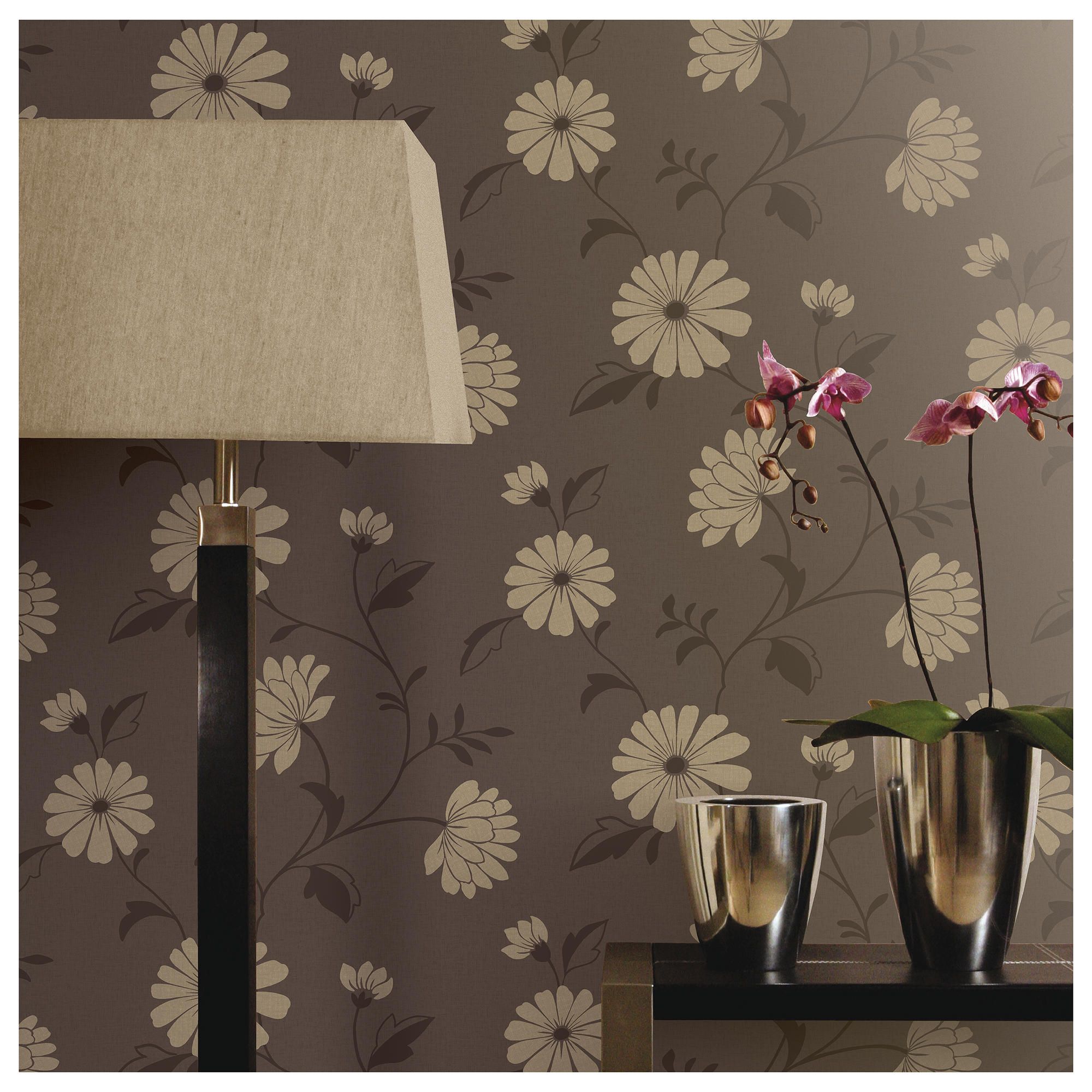 Arthouse Chelsea motif chocolate wallpaper