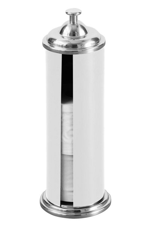 Image of Premier White Toilet Paper Holder W/chrome Effect Lid And Base