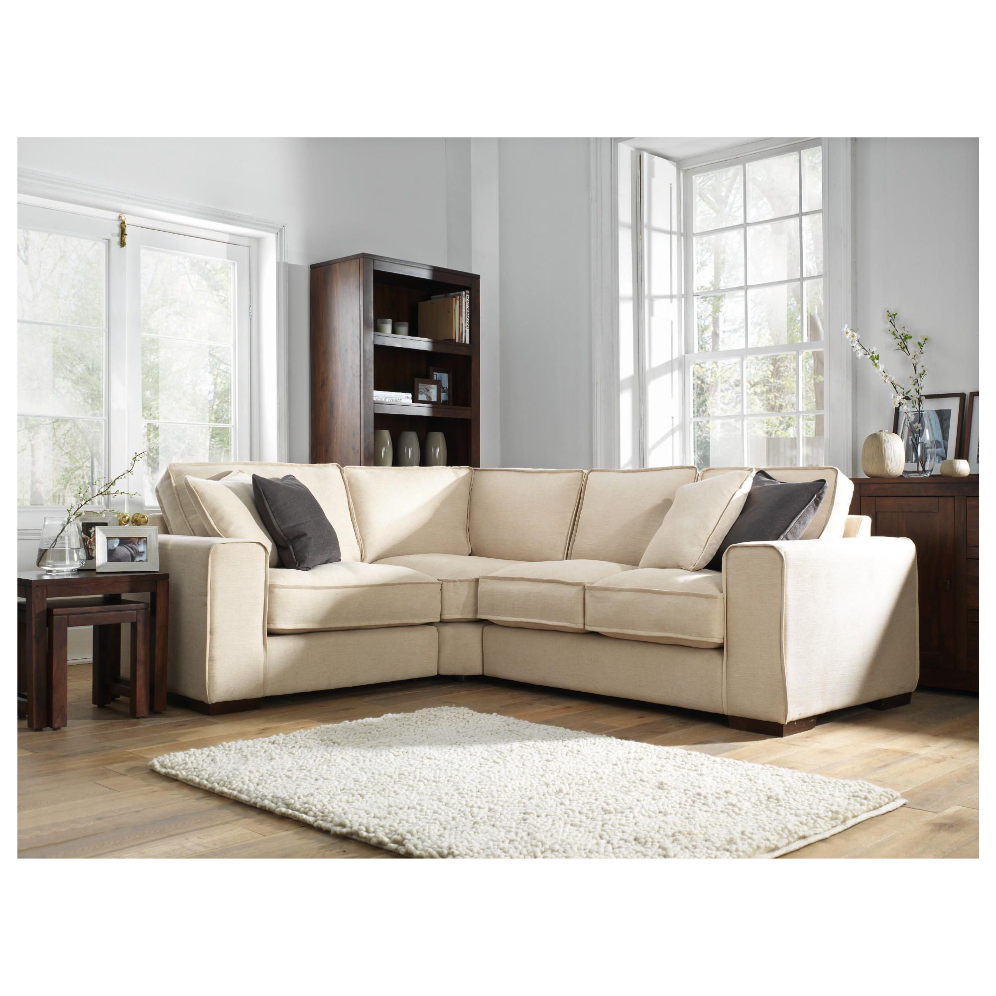 Omega Fabric Corner Sofa, Natural Left Hand Facing