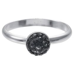 Sterling Black Red Crystal Set Stacking Ring, Medium