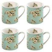 Katie Alice Blue Flowers Set of 4 Can Mugs
