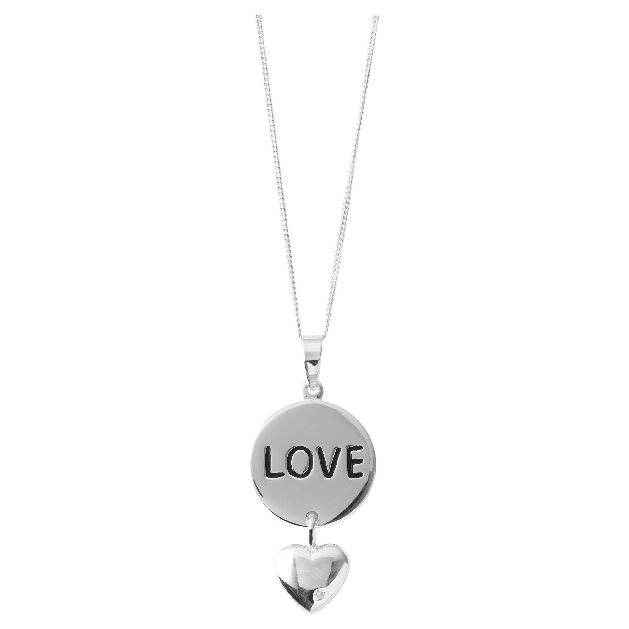 Sterling Silver Love Disc & Heart Pendant 