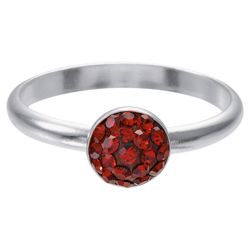 Sterling Silver Red Crystal Set Stacking Ring, Medium
