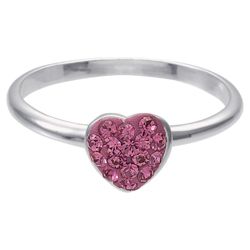 Sterling Pink Red Crystal Set Stacking Ring, Medium
