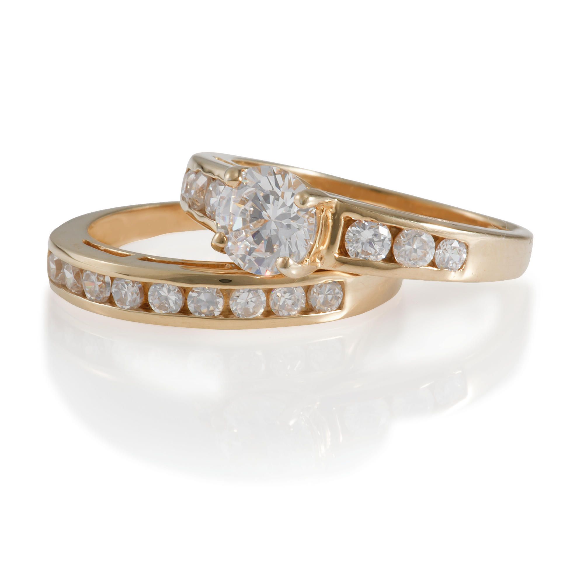 Gold Plated Silver CZ Bridal Set, Q