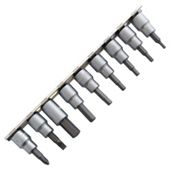 Am-tech 10Pc 3/8 Hex Bit Socket On Rail I8150