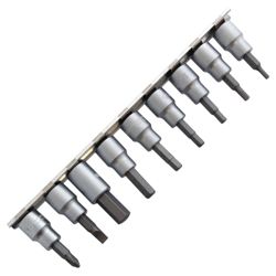 Am-tech 10Pc 3/8 Hex Bit Socket On Rail I8150