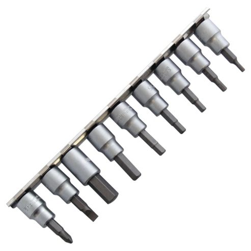 Image of Am-tech 10 Piece 3/8 Hex Bit Socket On Rail I8150