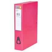 Tesco Foolscap Box File, pink 5 pack