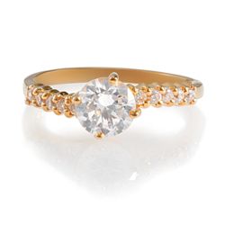 Gold Plated Silver & Cubic Zirconia Solitaire Ring, Q