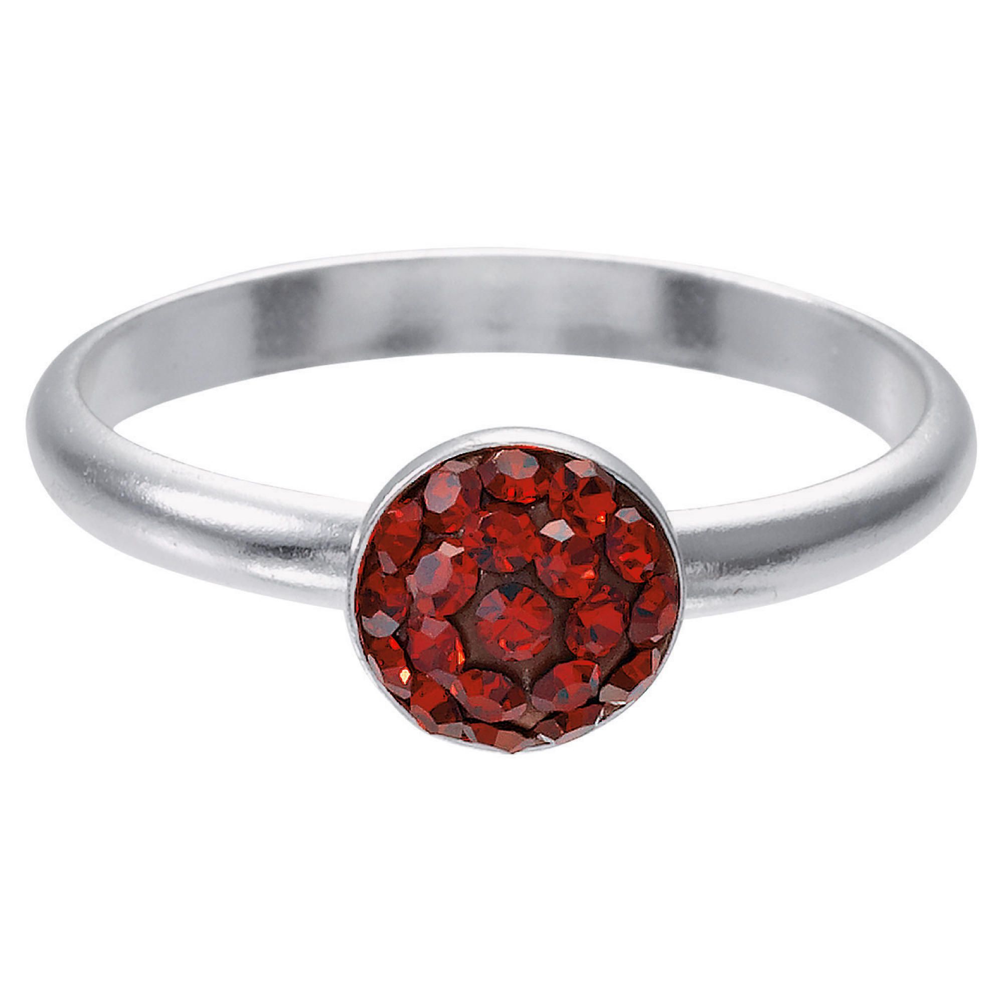 Sterling Silver Red Crystal Set Stacking Ring, Large