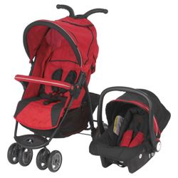 Petite Star City Bug Travel System Compact Fold, Red & Black